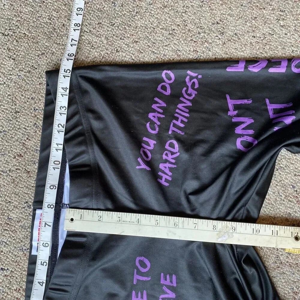 US Fitgirls Leggings Women XL Black Purple Athletic Work Out Pullon Stretch - Picture 2 of 4